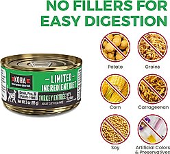 KOHA Limited Ingredient Diet Turkey Entrée Grain-Free Paté Wet Cat Food, 3-oz can, case of 3 slide 2 of 5