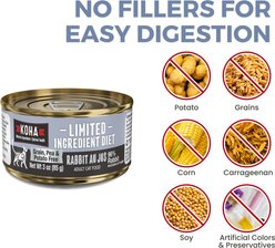 KOHA Limited Ingredient Diet Rabbit Au Jus Grain-Free Paté Wet Cat Food, 3-oz can, case of 3 slide 2 of 5