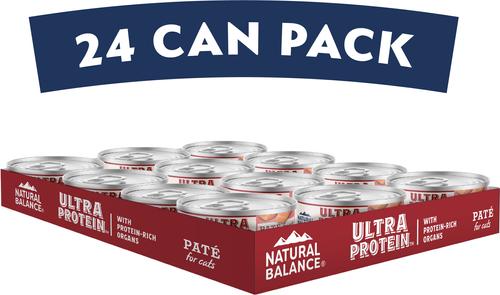 Show full view: Natural Balance Ultra Protein Real Salmon Recipe with Protein-Rich Organs Pate Wet Cat Food, 2.8-oz can, case of 24 slide 3 of 11
