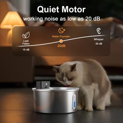 Show full view: Casfuy PWL-008 Wireless Smart 3-Mode Stainless Steel Cat Water Fountain, 108-oz slide 5 of 9