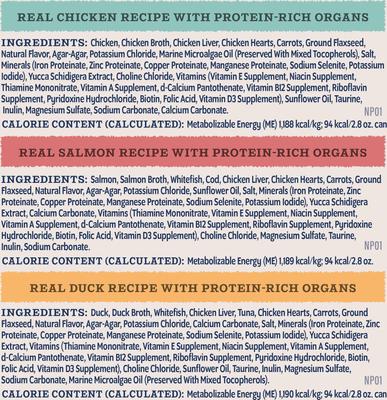 Show full view: Natural Balance Ultra Protein Pate Variety Pack Chicken, Duck & Salmon Wet Cat Food, 2.8-oz can, case of 12 slide 10 of 11