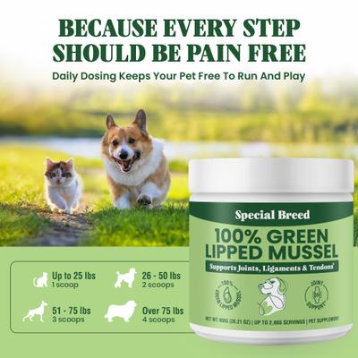 Show full view: Special Breed Green Lipped Mussel Powder Joint Supplement for Dogs & Cats, 28.22-oz slide 7 of 8