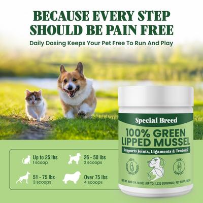 Show full view: Special Breed Green Lipped Mussel Powder Joint Supplement for Dogs & Cats, 14.10-oz slide 7 of 8