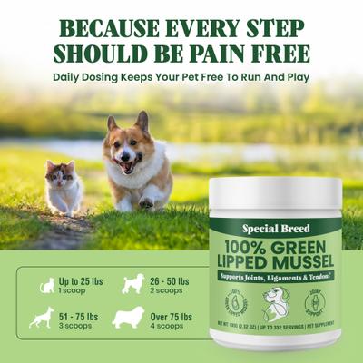 Show full view: Special Breed Green Lipped Mussel Powder Joint Supplement for Dogs & Cats, 3.53-oz slide 7 of 8