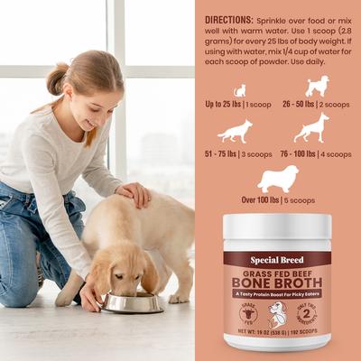 Show full view: Special Breed Grass Fed Beef Bone Broth Powder Supplement for Dogs & Cats, 19-oz slide 7 of 7