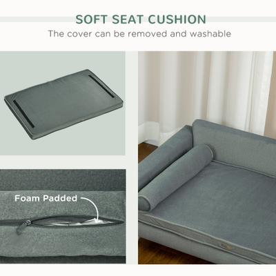 Show full view: PawHut Sofa Dog Bed, Gray slide 8 of 10