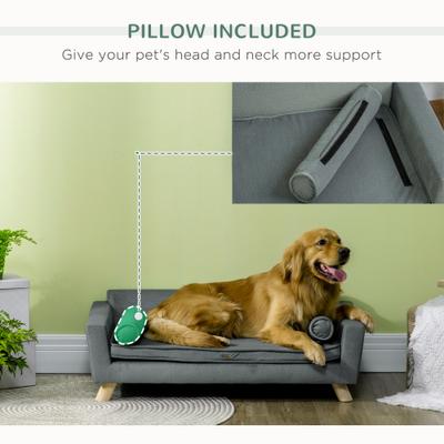 Show full view: PawHut Sofa Dog Bed, Gray slide 7 of 10