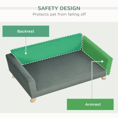 Show full view: PawHut Sofa Dog Bed, Gray slide 6 of 10