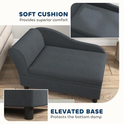 Show full view: PawHut Hidden Storage Sofa Dog Bed, Dark Gray slide 8 of 11