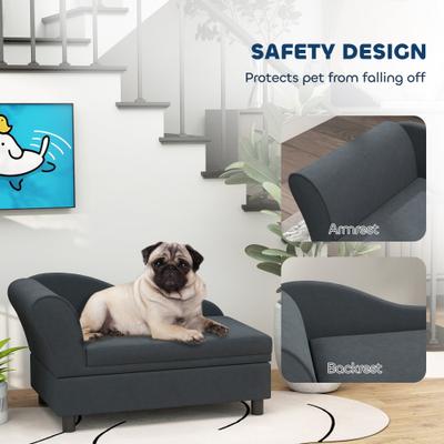 Show full view: PawHut Hidden Storage Sofa Dog Bed, Dark Gray slide 7 of 11