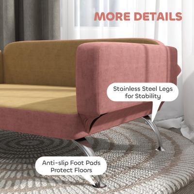 Show full view: PawHut Adjustable Sofa Dog Bed, Pink slide 7 of 9