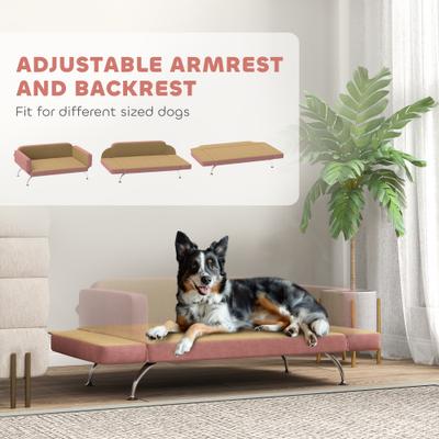 Show full view: PawHut Adjustable Sofa Dog Bed, Pink slide 5 of 9