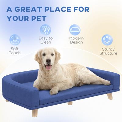 Show full view: PawHut Sofa Dog Bed with Washable Cover, Blue slide 7 of 9