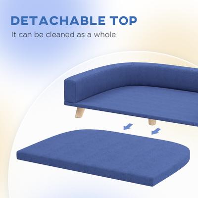 Show full view: PawHut Sofa Dog Bed with Washable Cover, Blue slide 5 of 9