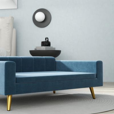 Show full view: PawHut Modern Velvety Sofa Dog Bed, Dark Blue slide 8 of 10