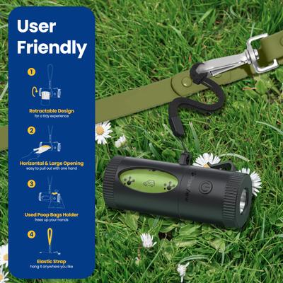 Show full view: Pawview Dog Bag Holder with Flashlight Dispenser, 60 bags, Lavender Scent, Black slide 5 of 10