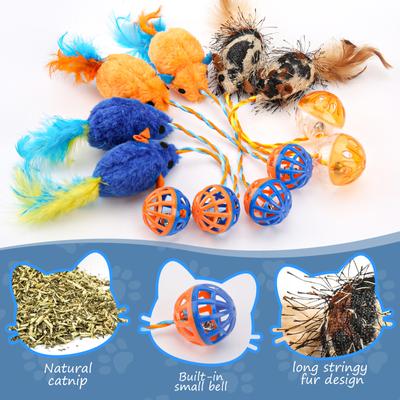 Show full view: Fashion's Talk 6 Piece Plush Catnip-Filled Mice & Jingle Balls Cat Toys slide 5 of 7