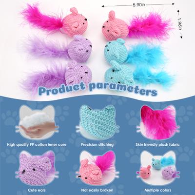 Show full view: Fashion's Talk 6 Piece Plush Catnip-Filled Mice Cat Toy slide 6 of 7