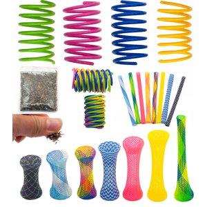 Fashion's Talk 49 Piece Catnip Bag, Mesh Tubes, Springs Cat Toys