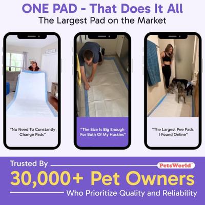 Show full view: PetsWorld 4X-Large Dog Training & Potty Pads, 40 x 99-in, Unscented, 20 count slide 7 of 9