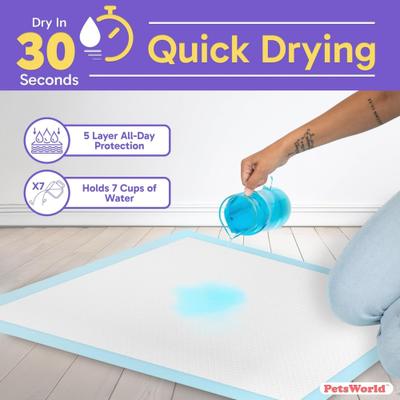 Show full view: PetsWorld Massive Dog Training & Potty Pads, 28 x 44-in, Unscented, 50 count slide 6 of 7