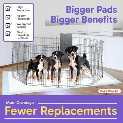Show full view: PetsWorld 4X-Large Dog Training & Potty Pads, 40 x 99-in, Unscented, 20 count slide 8 of 9