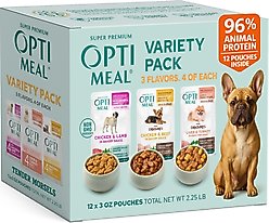 Optimeal Small Breed Variety Pack Non-GMO Wet Dog Food, 3-oz pouch, case of 12