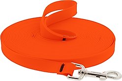 LupinePet Waterproof BioThane Dog Training Leash, 15-ft long, 3/4-in wide, Neon Orange, 15-ft long, Standard