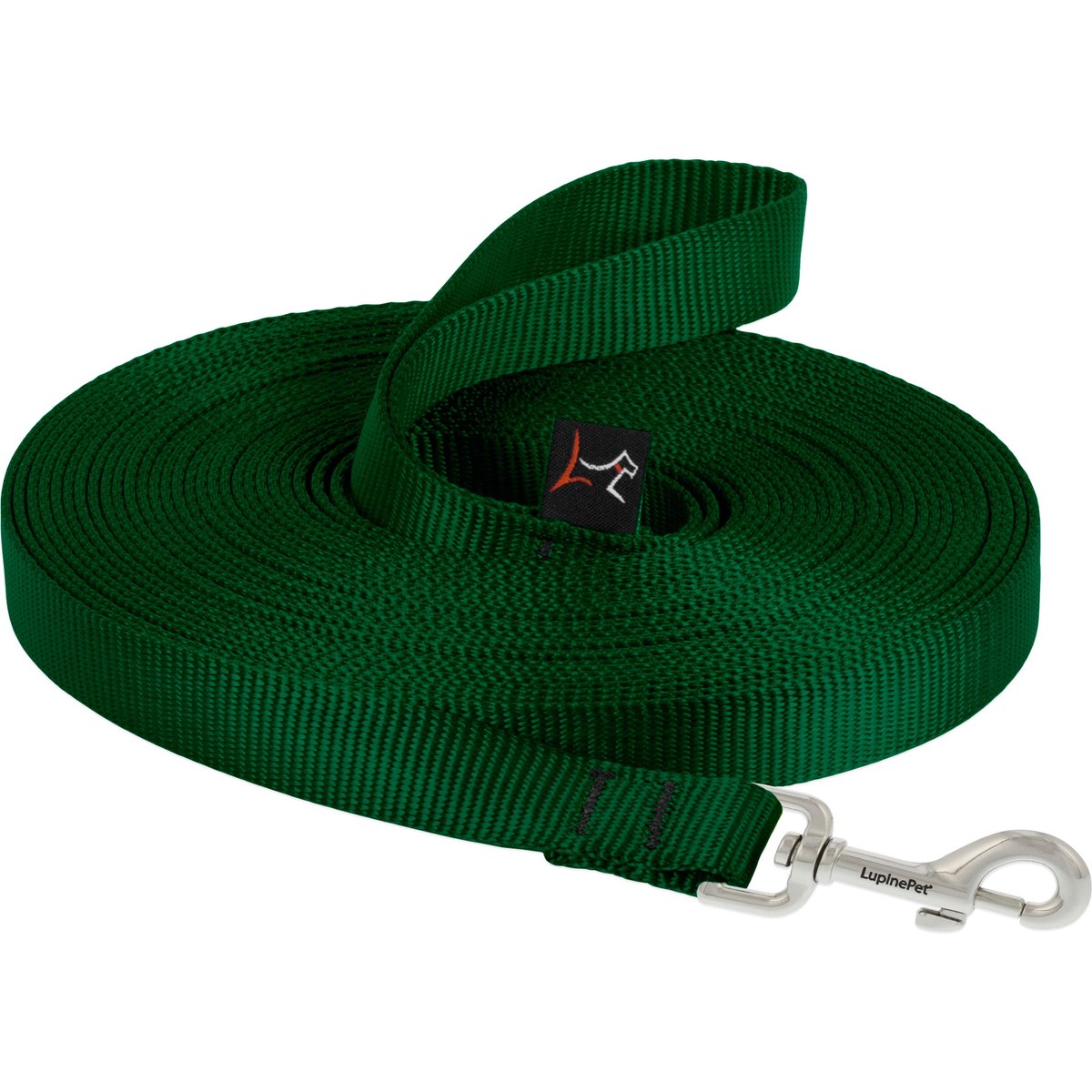 LupinePet Basic Solid Dog Training Leash, 15-ft long, 3/4-in wide, Green, 15-ft long, Standard