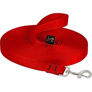 LupinePet Basic Solid Dog Training Leash, 30-ft long, 3/4-in wide, Red, 30-ft long, Standard