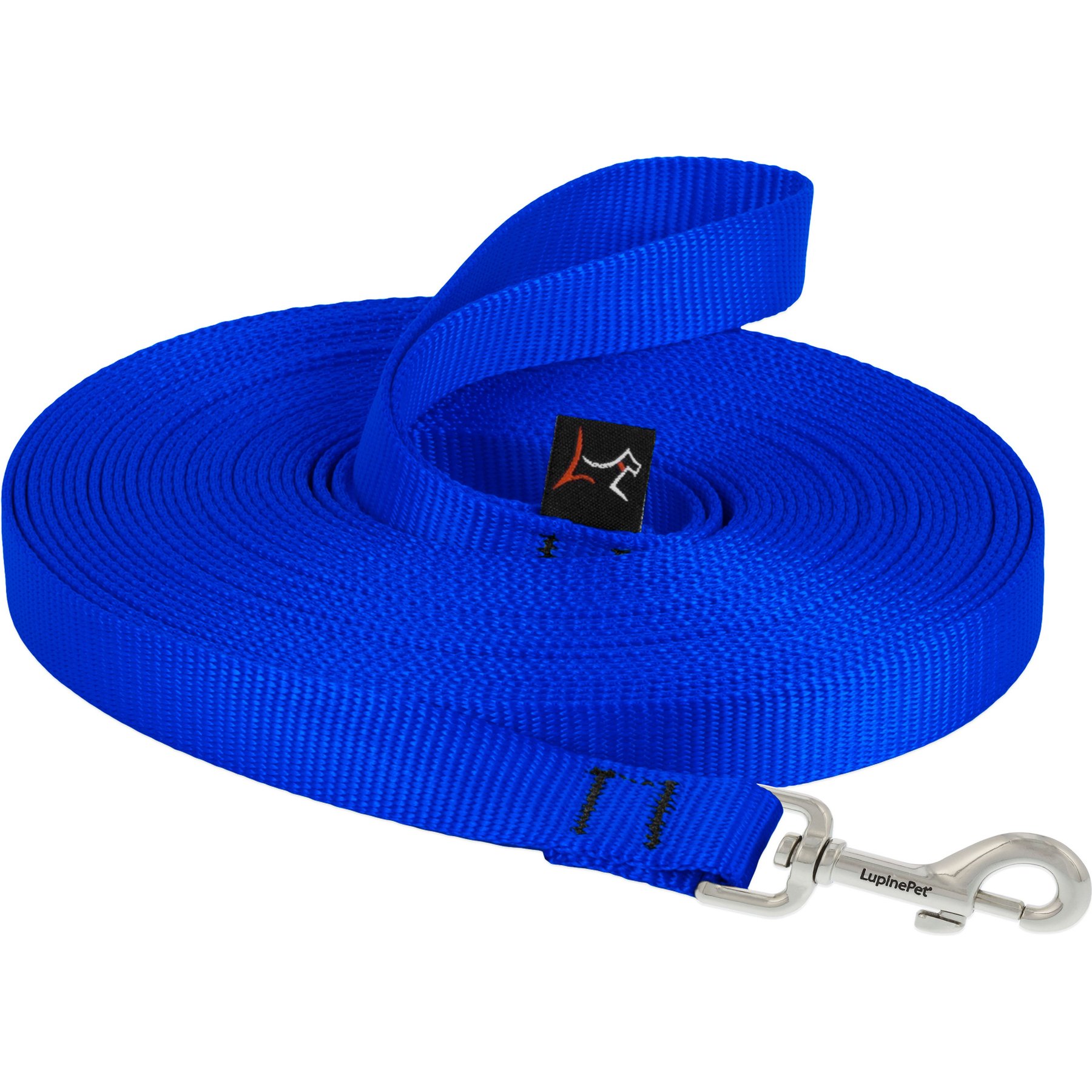 LupinePet Basic Solid Dog Training Leash, 30-ft long, 3/4-in wide, Blue, 30-ft long, Standard