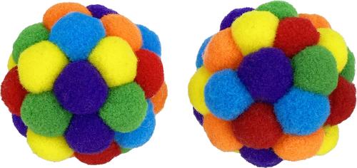 Show full view: Multipet Pompom Ball with Rattle Cat Toy, Multicolor, 2 count slide 3 of 5