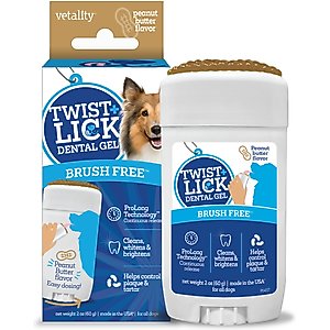 Vetality Brush Free Twist & Lick Peanut Butter Flavored Dental Gel for Dogs, 2-fl oz bottle