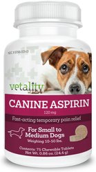 Vetality Canine Aspirin for Dogs, 75 count