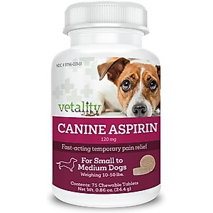 Vetality Canine Aspirin for Dogs, 75 count
