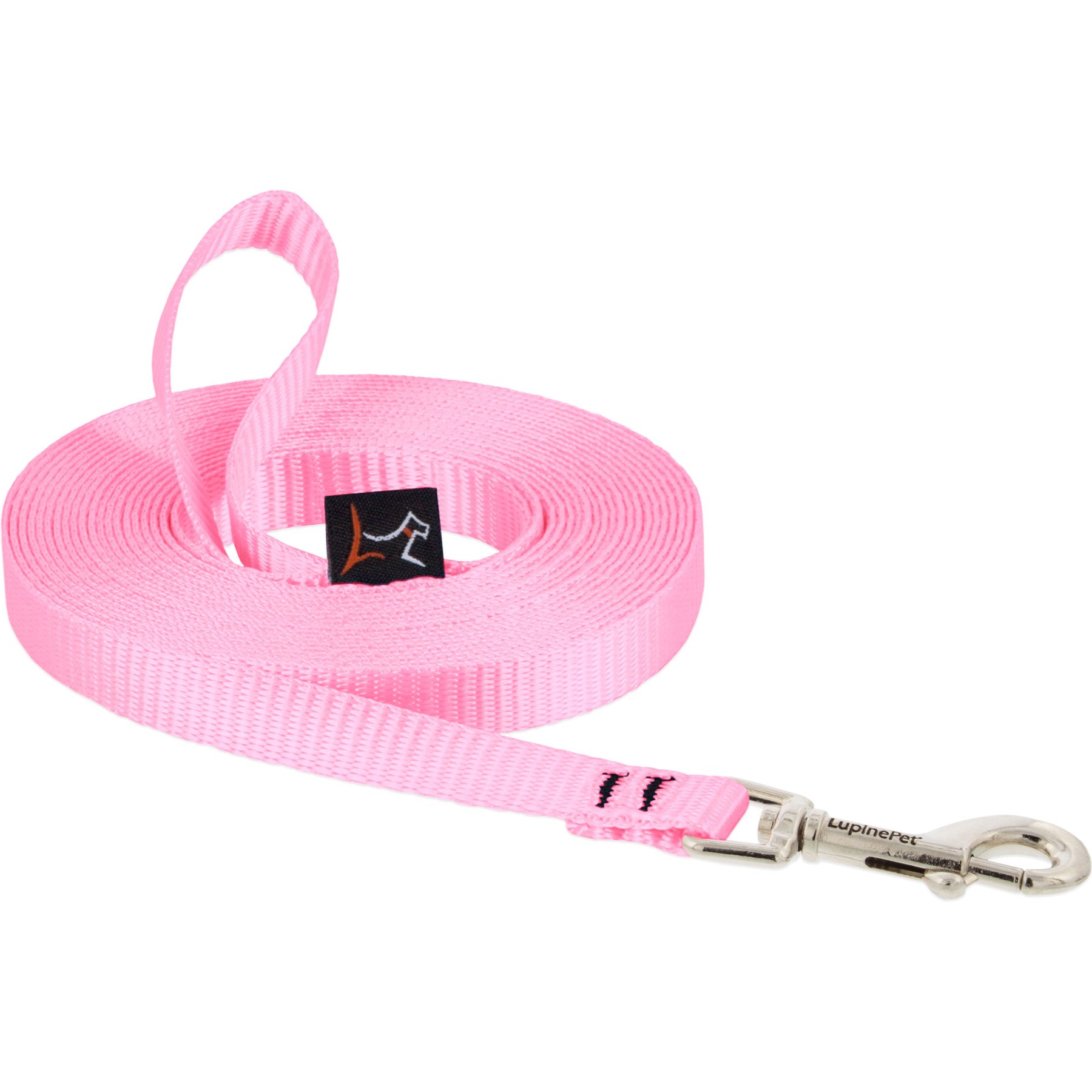 LupinePet Basic Solid Dog Training Leash, 30-ft long, 1/2-in wide, Pink, 30-ft long, Standard