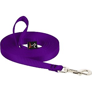 LupinePet Basic Solid Dog Training Leash, 15-ft long, 1/2-in wide, Purple, 15-ft long, Standard