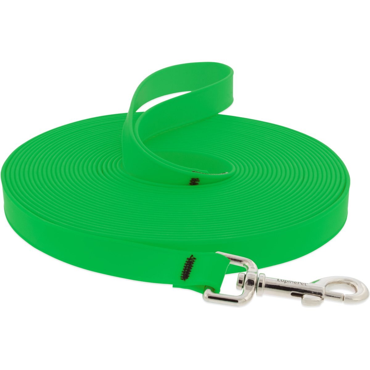 LupinePet Waterproof BioThane Dog Training Leash, 15-ft long, 3/4-in wide, Neon Green, 15-ft long, Standard