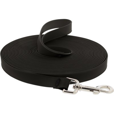 LupinePet LupinePet Waterproof BioThane Dog Training Leash, 15-ft long, 3/4-in wide, Jet Black, 15-ft long, Standard