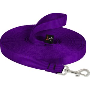 LupinePet Basic Solid Dog Training Leash, 30-ft long, 3/4-in wide, Purple, 30-ft long, Standard