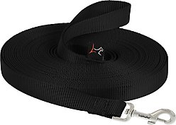 LupinePet Basic Solid Dog Training Leash, 15-ft long, 3/4-in wide, Black, 15-ft long, Standard