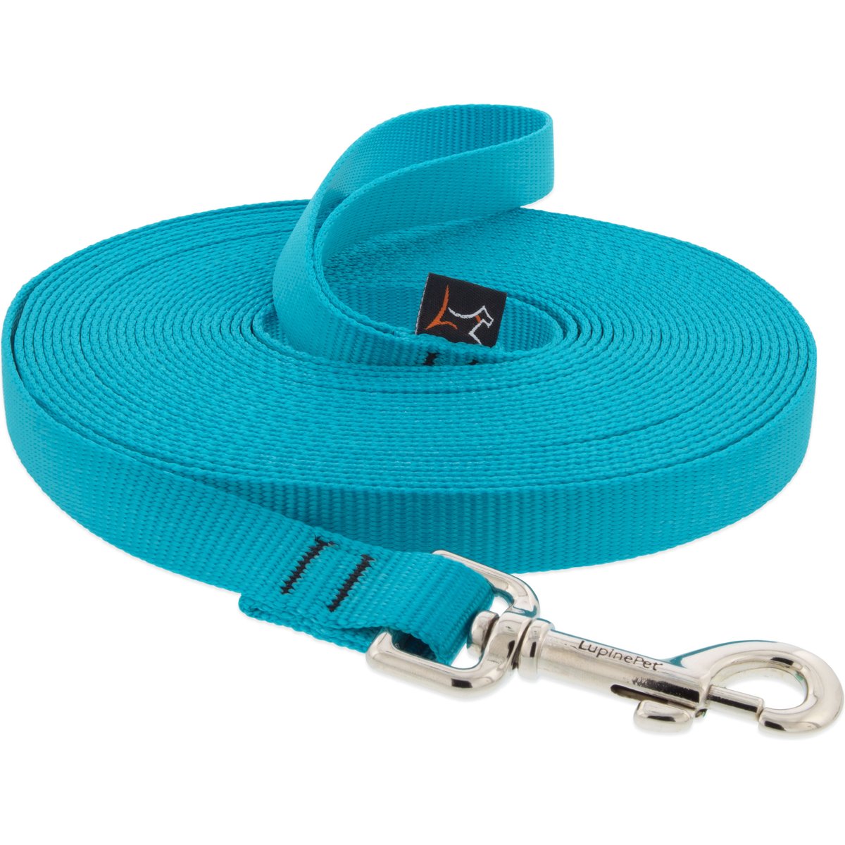 LupinePet Basic Solid Dog Training Leash, 30-ft long, 3/4-in wide, Aqua, 30-ft long, Standard