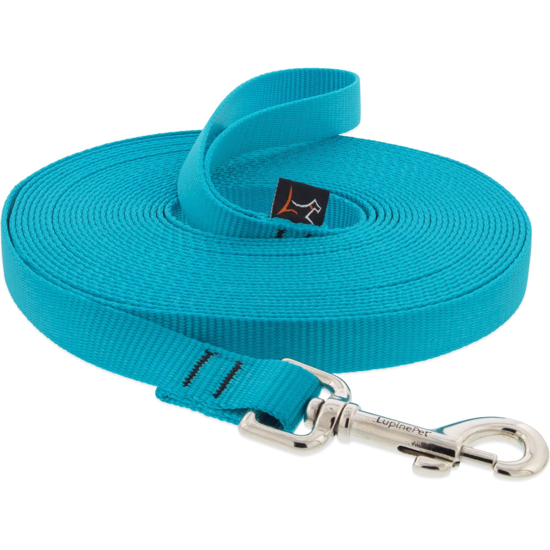 LupinePet Basic Solid Dog Training Leash, 30-ft long, 3/4-in wide, Aqua, 30-ft long, Standard