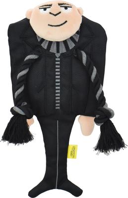Show full view: Multipet Minion Gru with Rope Scarf Dog Toy, Yellow, 9-in slide 3 of 3