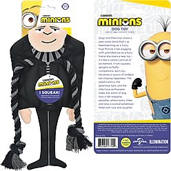 Multipet Minion Gru with Rope Scarf Dog Toy, Yellow, 9-in