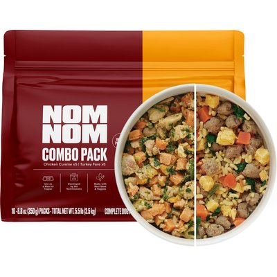Nom Nom Nom Nom Freshly-Made Adult Grain-Free Combo Turkey Fare & Chicken Cuisine Frozen Dog Food, 8.8-oz pouch, case of 10