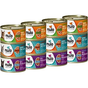 Nulo Freestyle Minced Salmon & Turkey, Minced Beef & Mackerel, Minced Turkey & Duck Grain-Free Variety Pack Canned Cat Food, 3-oz can, case of 12