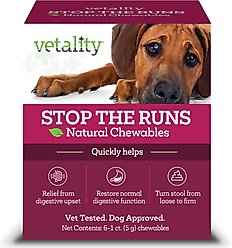 Vetality Stop the Runs Anti Diarrhea Medication for Dogs, 6 count