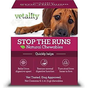 Vetality Stop the Runs Anti Diarrhea Medication for Dogs, 6 count