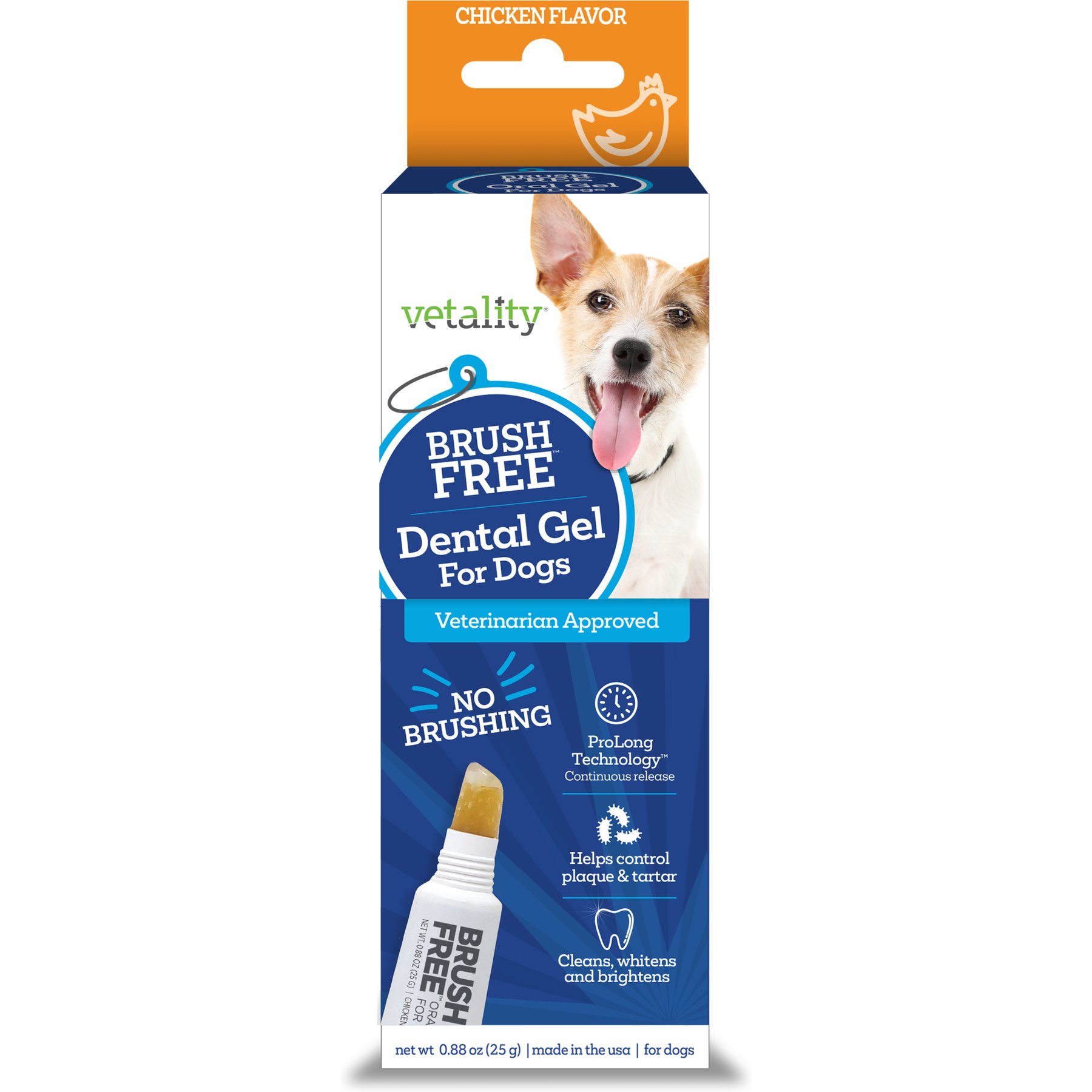 Vetality Brush Free Oral Gel Dental Care for Dogs, 0.88-fl oz bottle